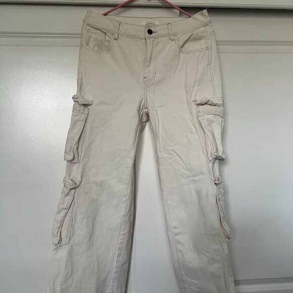 Pacsun Tan 90s Baggy Cargo Light Wash Straight Leg Hi Rise Jeans Size 26 - Picture 1 of 13